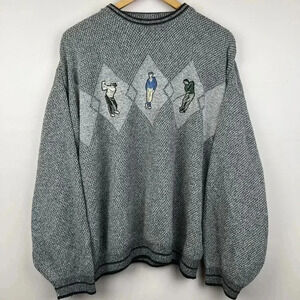 Vintage Golf Sweatshirt with Iconic Embroidered Motifs Grand Slam 90s